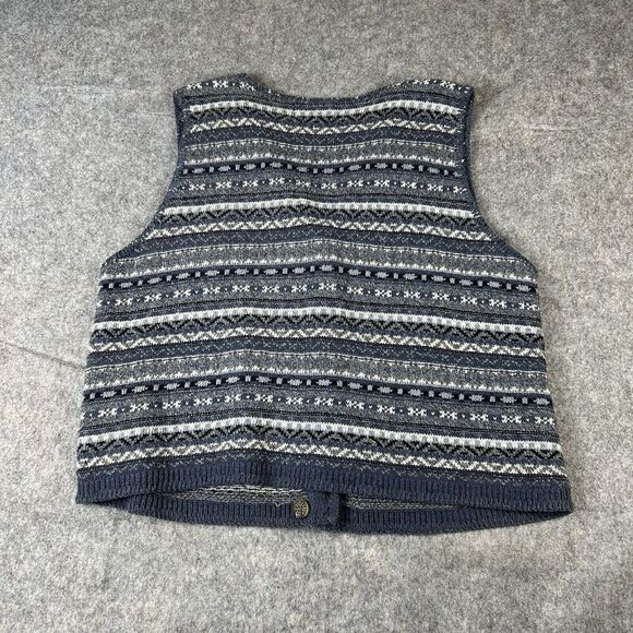Vintage Eddie Bauer Sweater Vest Medium Fair Isle Button Made In USA Grannycore - Picture 7 of 7